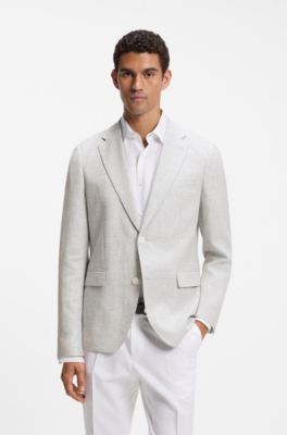 Blazer slim fit con estampado de pata de gallo pepita, Gris claro