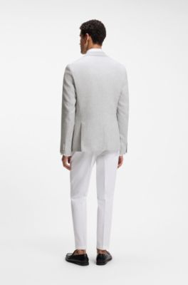 Blazer slim fit con estampado de pata de gallo pepita, Gris claro