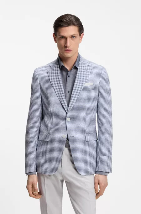 Slim-fit jacket with puppytooth pattern