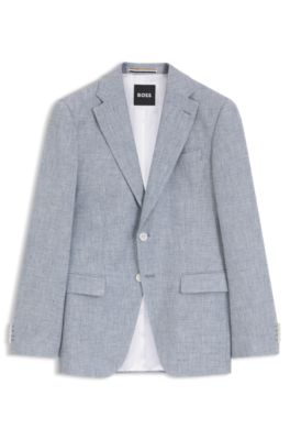 Slim-fit jacket with puppytooth pattern, Light Blue