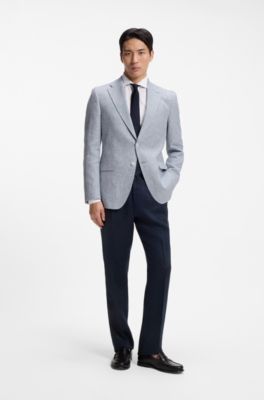 Veste Slim &agrave; motif pied-de-poule pepita, bleu clair