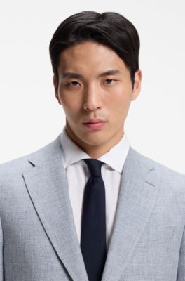 Slim-fit jacket with puppytooth pattern, Light Blue