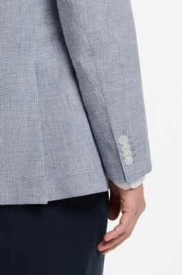 Veste Slim &agrave; motif pied-de-poule pepita, bleu clair