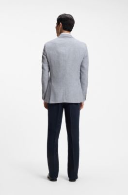 Veste Slim &agrave; motif pied-de-poule pepita, bleu clair