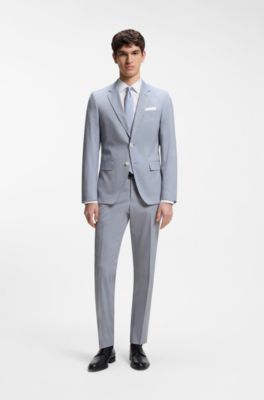 Slim-fit jacket in patterned chiffon, Light Blue