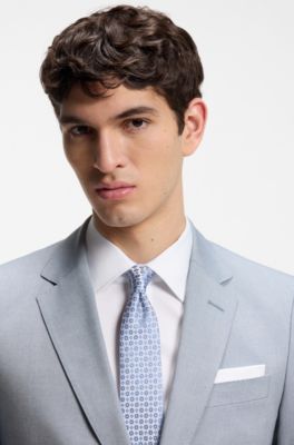 Chaqueta slim fit de gasa estampada, Celeste