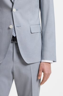 Chaqueta slim fit de gasa estampada, Celeste