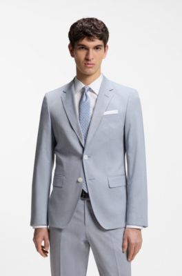 Slim-fit jacket in patterned chiffon, Light Blue