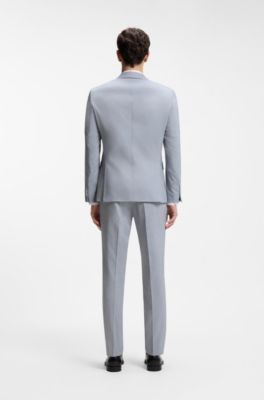 Slim-fit jacket in patterned chiffon, Light Blue