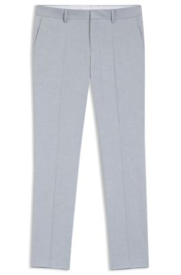 Slim-fit trousers in patterned stretch chiffon, Light Blue
