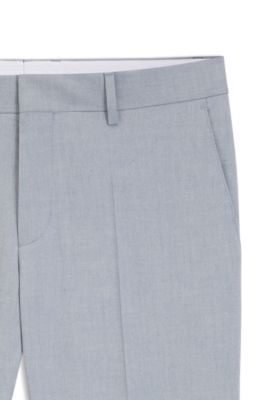 Slim-fit trousers in patterned stretch chiffon, Light Blue