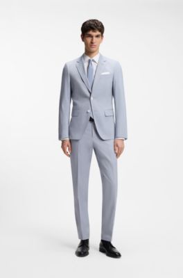 Pantalon Slim en mousseline stretch &agrave; motif, bleu clair