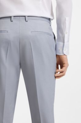Pantalones slim fit de gasa el&aacute;stica estampada, Celeste