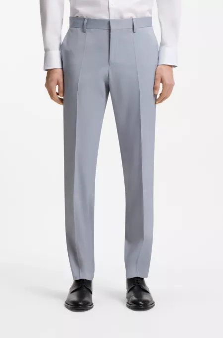 Slim-fit trousers in patterned stretch chiffon