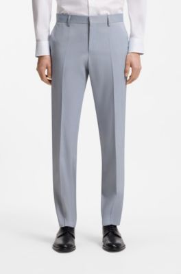 Pantalones slim fit de gasa el&aacute;stica estampada, Celeste