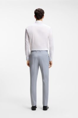 Pantalones slim fit de gasa el&aacute;stica estampada, Celeste