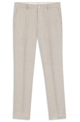 Pantalon Slim Fit en m&eacute;lange de lin, Gris chin&eacute;