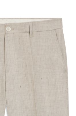 Pantalon Slim Fit en m&eacute;lange de lin, Gris chin&eacute;