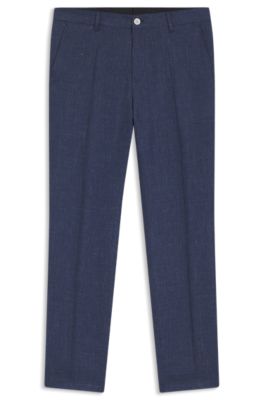 Pantalones slim fit de lino, Celeste