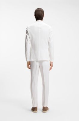 Slim-fit jacket in stretch-cotton seersucker, White