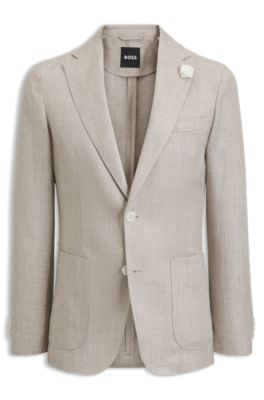 Slim-fit jacket in a linen blend, Light Grey