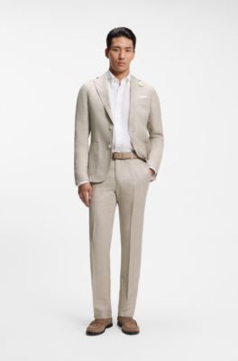 Slim-fit jacket in a linen blend, Light Grey
