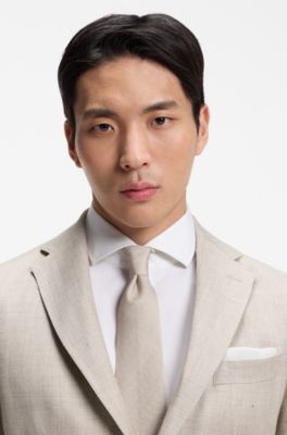 Slim-fit jacket in a linen blend, Light Grey