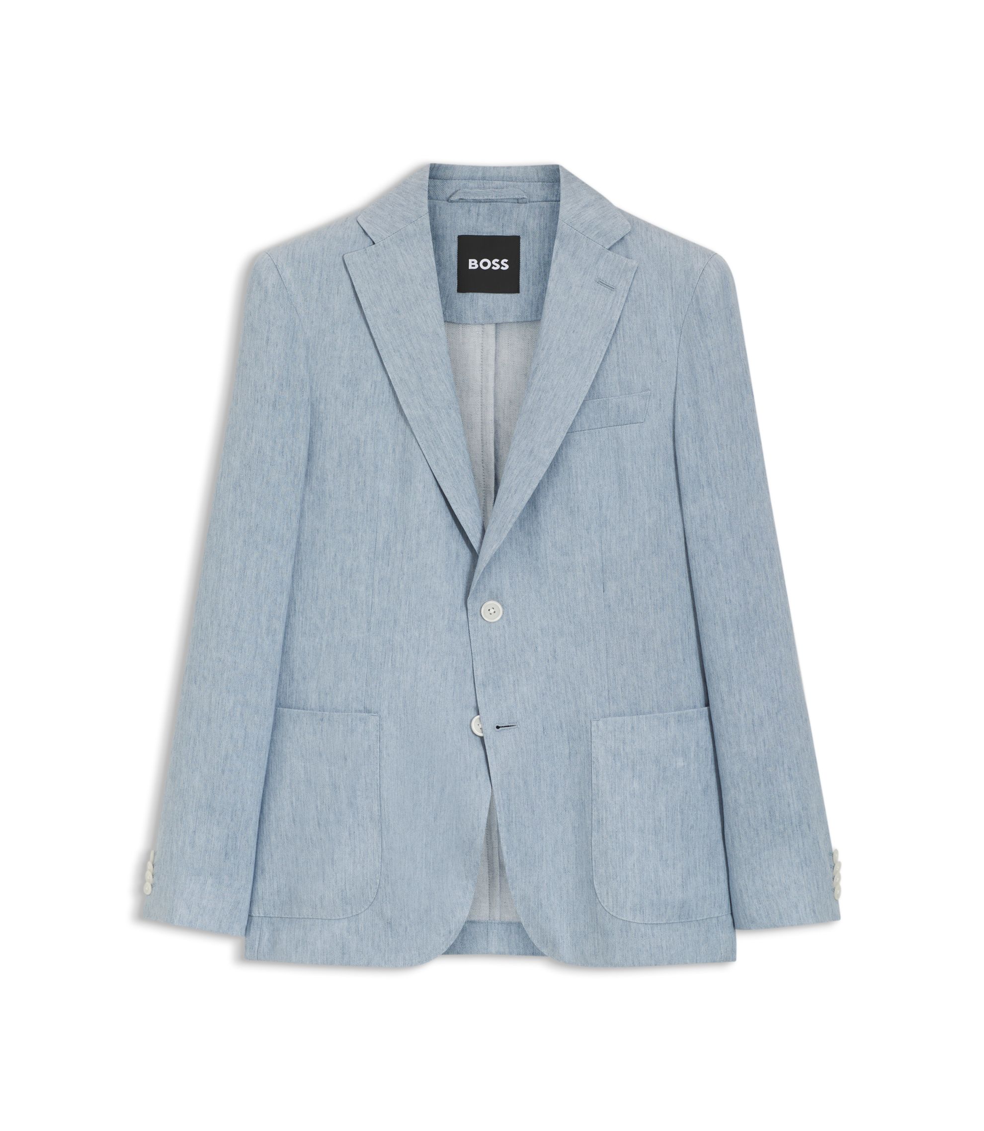 BOSS - Slim-fit jacket in a linen blend - Light Blue