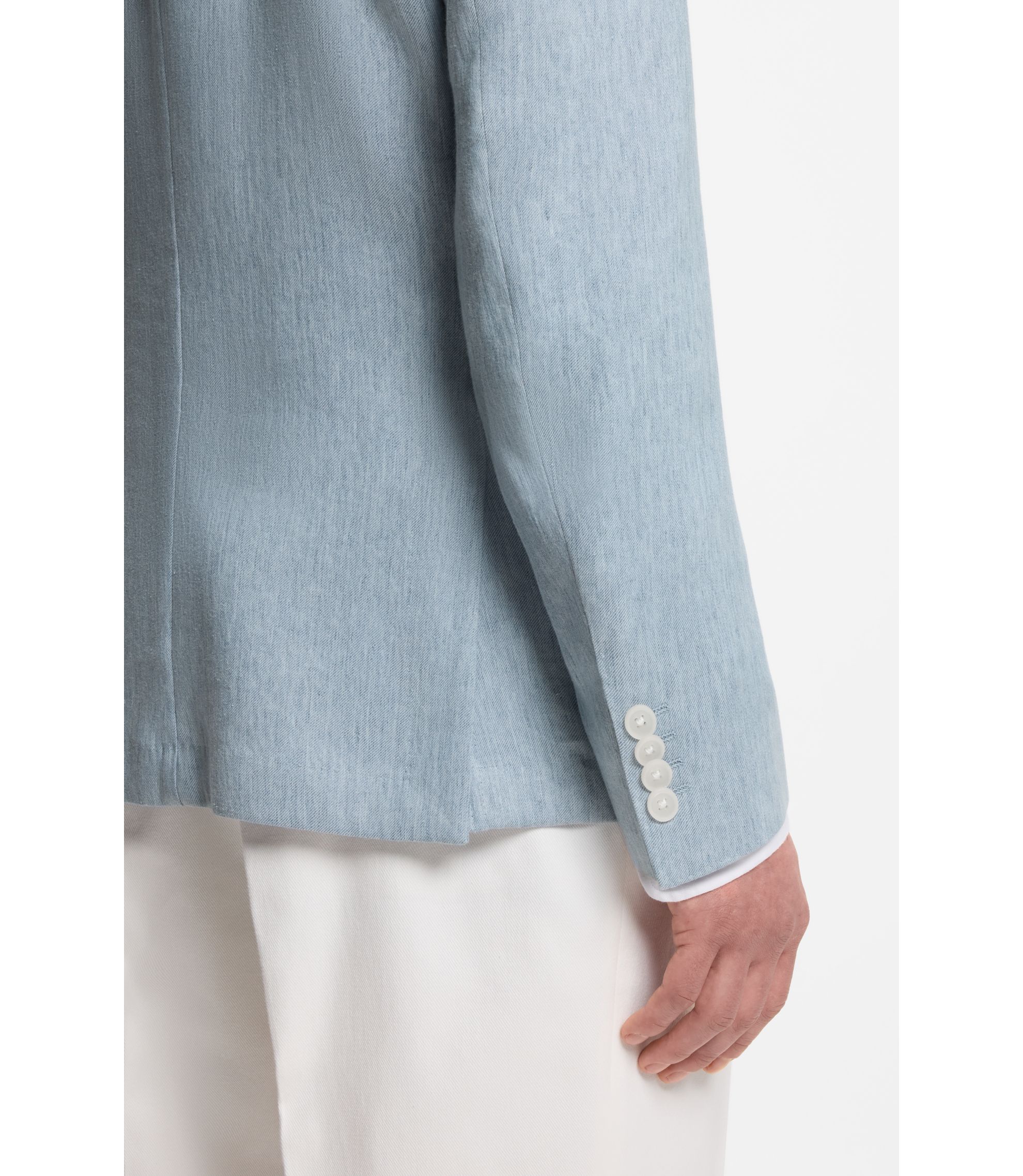 BOSS - Slim-fit jacket in a linen blend - Light Blue