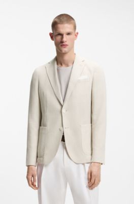 Blazer slim fit de algod&oacute;n estampado, Beige claro