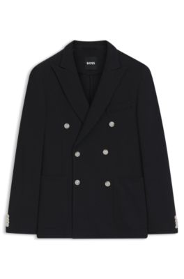 Blazer slim fit de algod&oacute;n estampado, Azul oscuro
