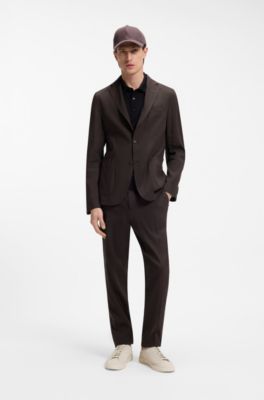 Americana slim fit de lino t&eacute;cnico lavable, Marr&oacute;n oscuro