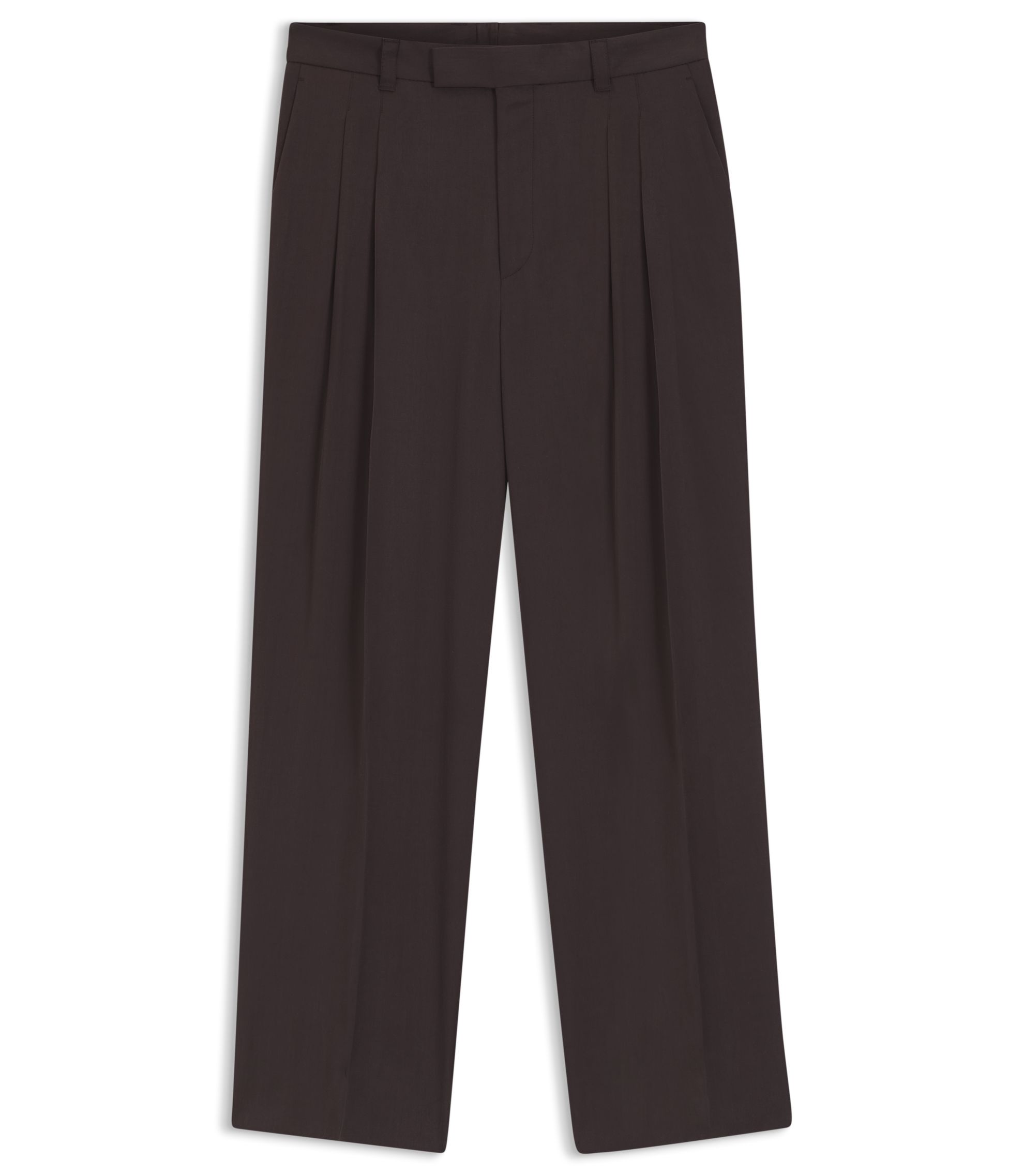 BOSS - Oversized-fit trousers in twill - Dark Brown