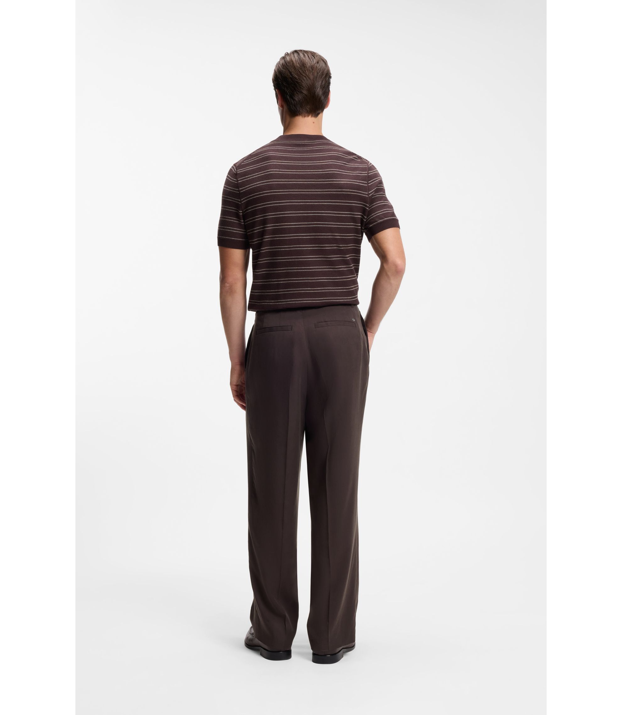 BOSS - Oversized-fit trousers in twill - Dark Brown