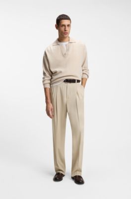 Oversized-fit trousers in twill, Light Beige