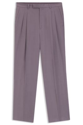 Pantalones oversize fit en sarga drapeada, Lila