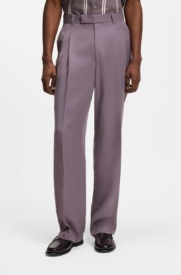 Pantalones oversize fit en sarga drapeada, Lila