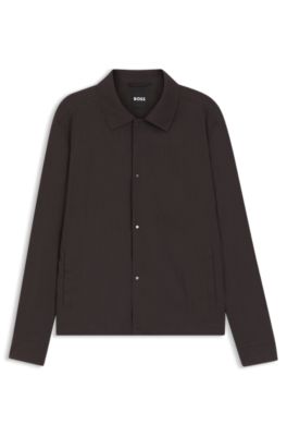 Sobrecamisa relaxed fit en lino t&eacute;cnico lavable, Marr&oacute;n oscuro