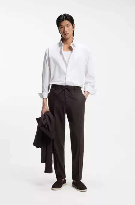 Tapered-fit trousers in a linen blend