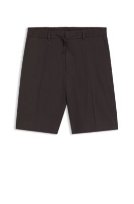 Shorts relaxed fit en lino t&eacute;cnico lavable, Marr&oacute;n oscuro