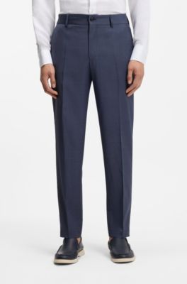 Tapered-fit trousers in washable virgin wool, Light Blue
