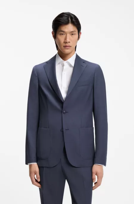 Slim-fit jacket in washable virgin wool