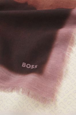 Printed scarf in linen and cotton, Patterned