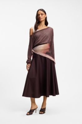 Printed scarf in linen and cotton, Patterned