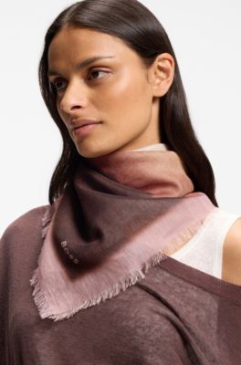 Printed scarf in linen and cotton, Patterned