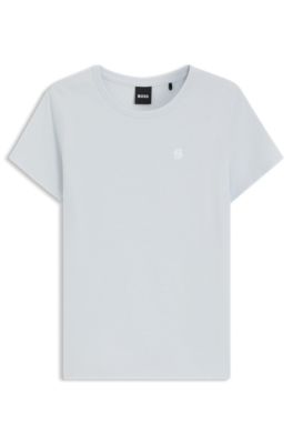 Logo-artwork slim-fit T-shirt in cotton jersey, Light Blue