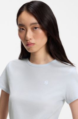 Logo-artwork slim-fit T-shirt in cotton jersey, Light Blue