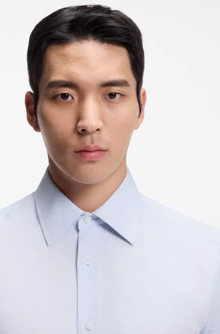 Slim-fit shirt in Italian-made structured cotton