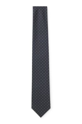 BOSS ONE Jacquard-pattern tie in silk, Dark Blue