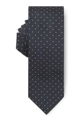 BOSS ONE Jacquard-pattern tie in silk, Dark Blue